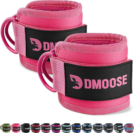 DMoose Fitness Ankle Straps for Cable Machines - One Size Fit with Premium Padding, Glute Kickback Ankle Strap for Women & Men, Cable Attachments for Gym, Booty Workouts, Leg Extension & Hip Abductors