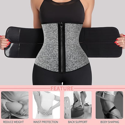 KIWI RATA Neoprene Sauna Waist Trainer Corset Sweat Belt for Women Compression Cincher Band Workout Fitness Back Support
