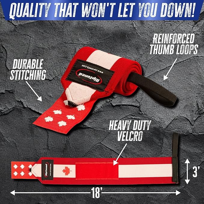 Rip Toned 18” Wrist Wraps - Wrist Straps for Weightlifting - Lift Better, Protect Wrist Pain - Adjustable, Durable, Machine Washable - Wrist Wraps for Weightlifting - USPA Endorsed for Men & Women