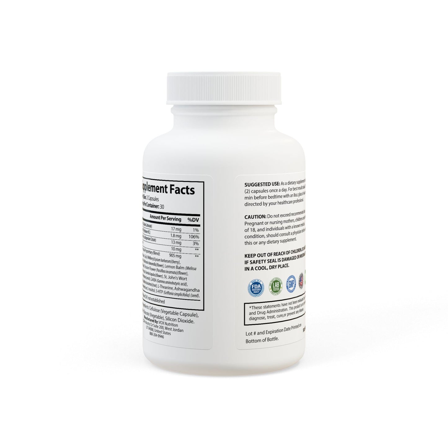 HBS, Sleep Supplement (60 Vegetable Capsules)