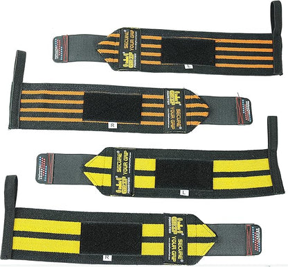 Grip Power Pads Wrist Wraps 2 Wraps for Weight Lifting Wrist Support Cotton Wraps Gym Bandage Straps for Men & Women Premium Quality & PRO Rubber