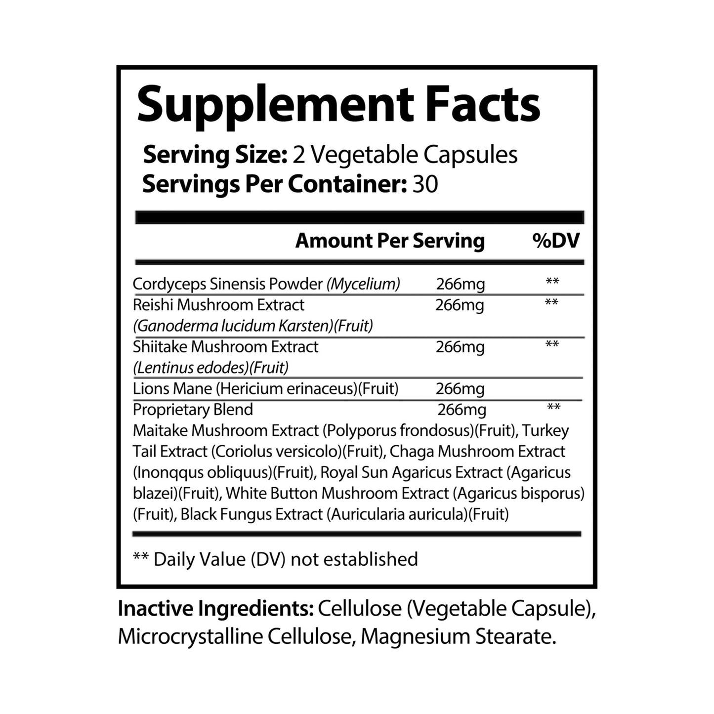 HBS, Mushroom Blend Supplement (60 Vegetable Capsules)