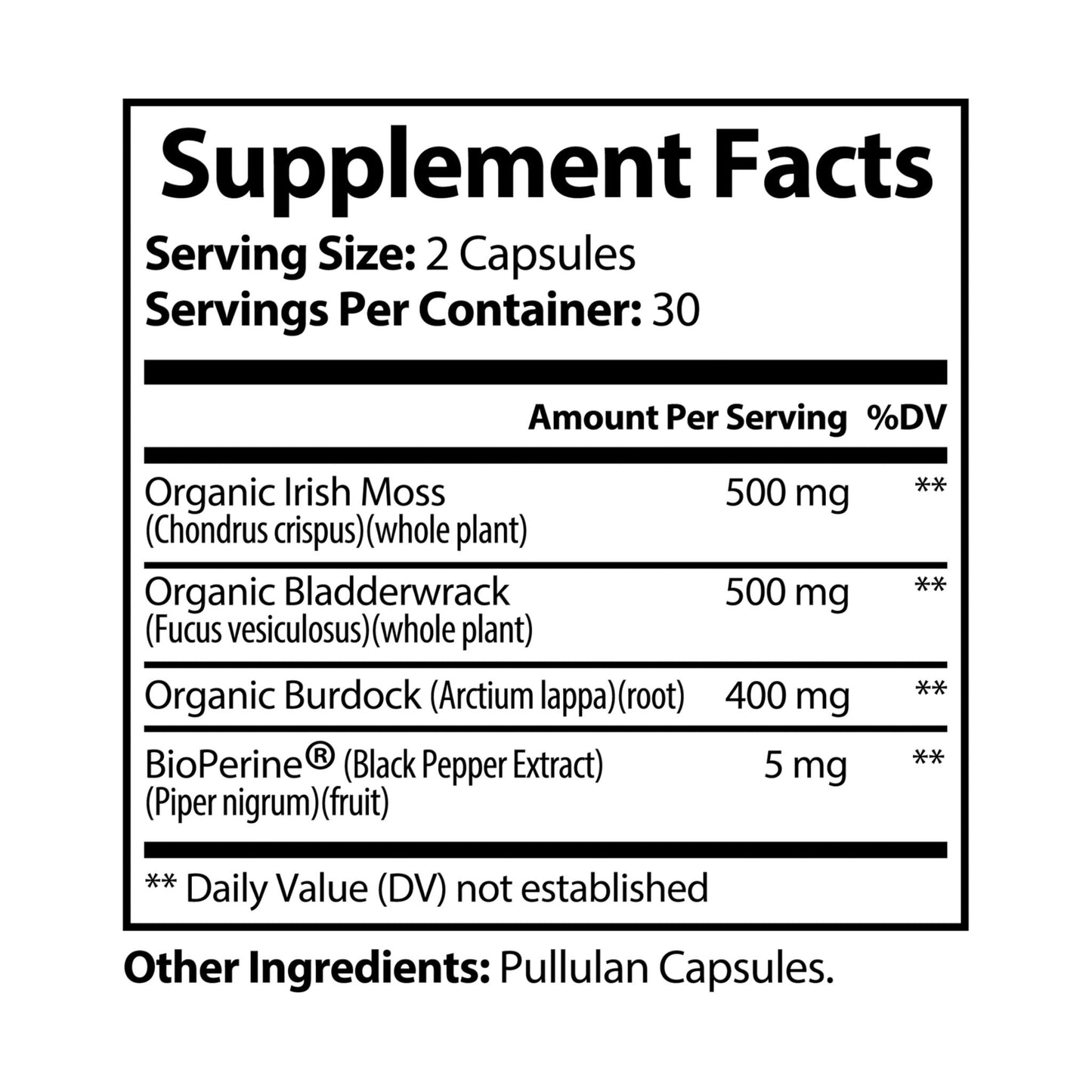 HBS, Sea Moss Supplement (60 Vegetable Capsules)