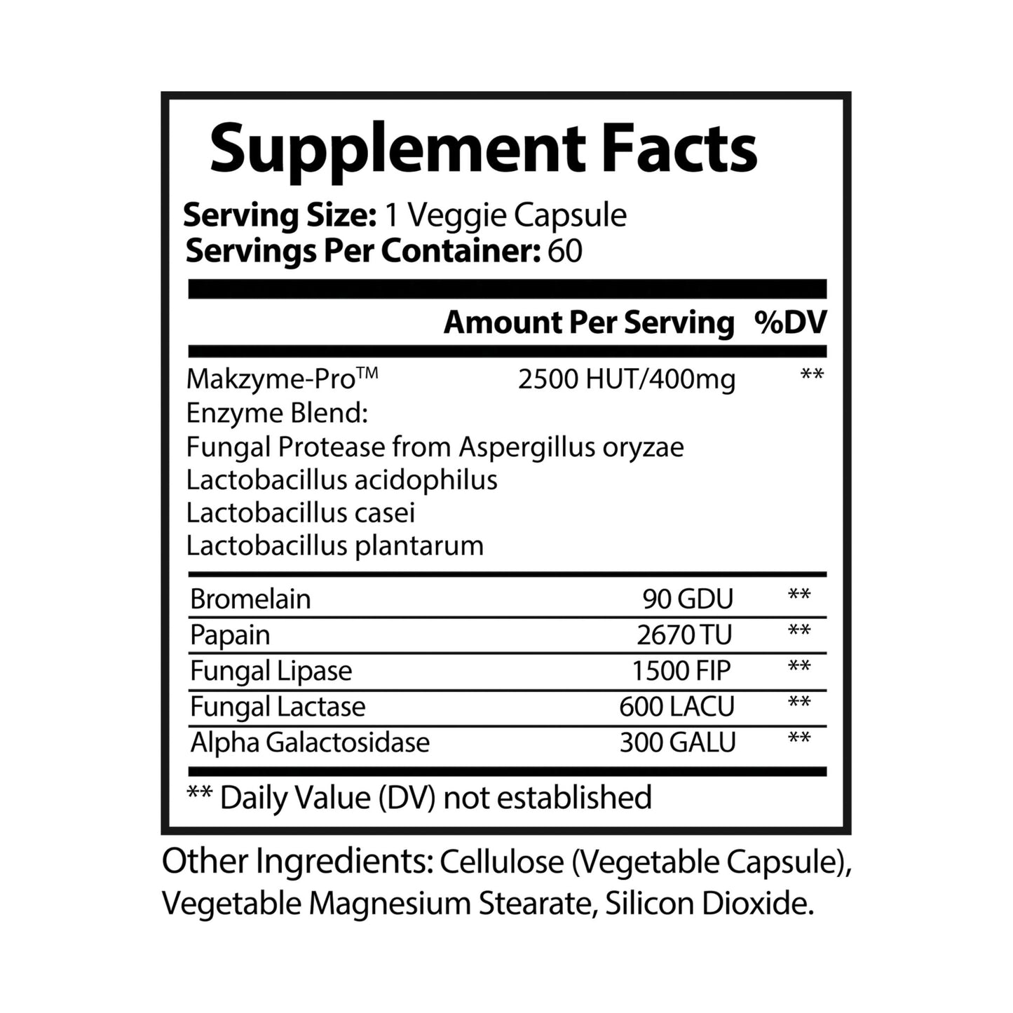 HBS, Digestive Enzyme Blend Supplement (60 Vegetable Capsules)