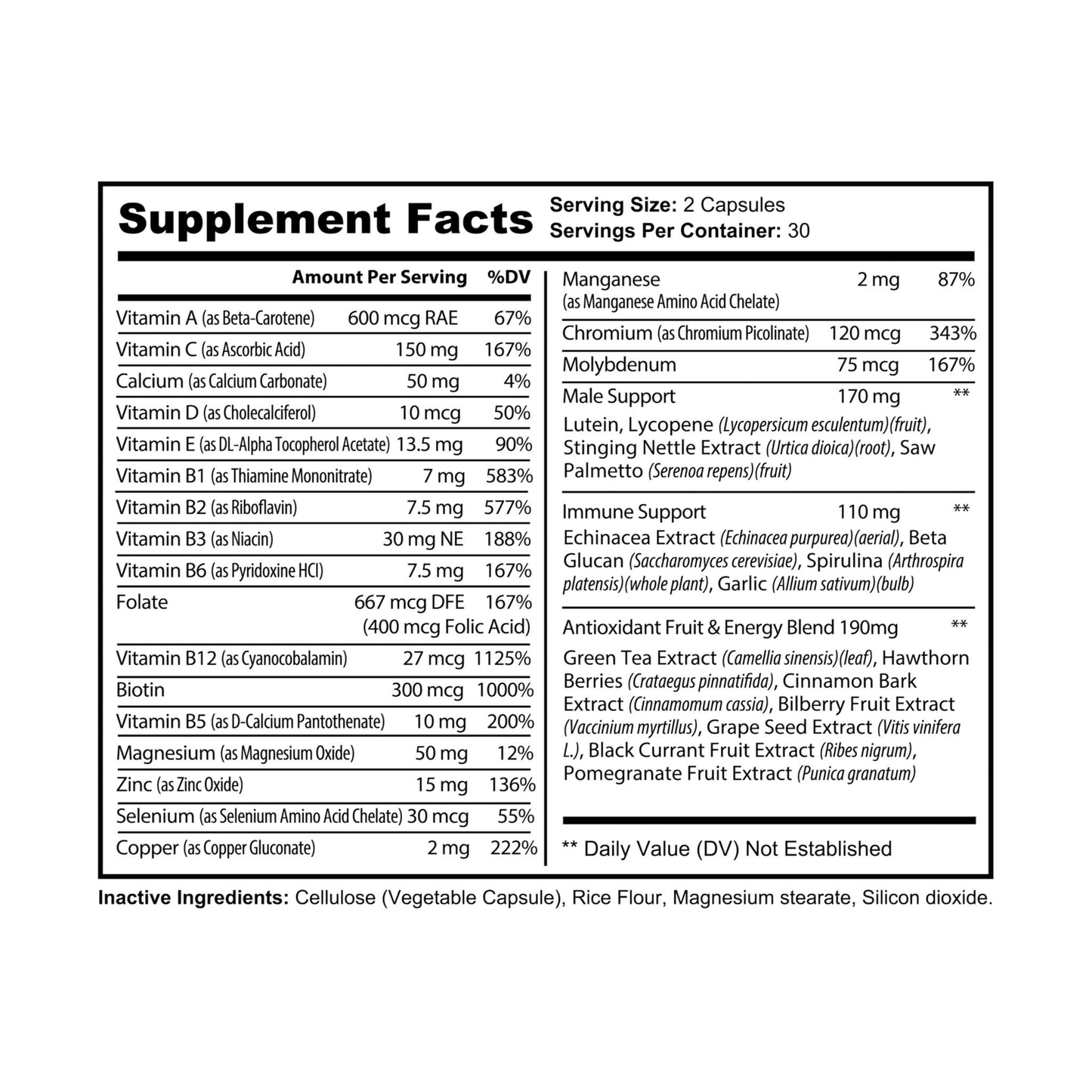 HBS, Multivitamin for Men Supplement (60 Vegetable Capsules)