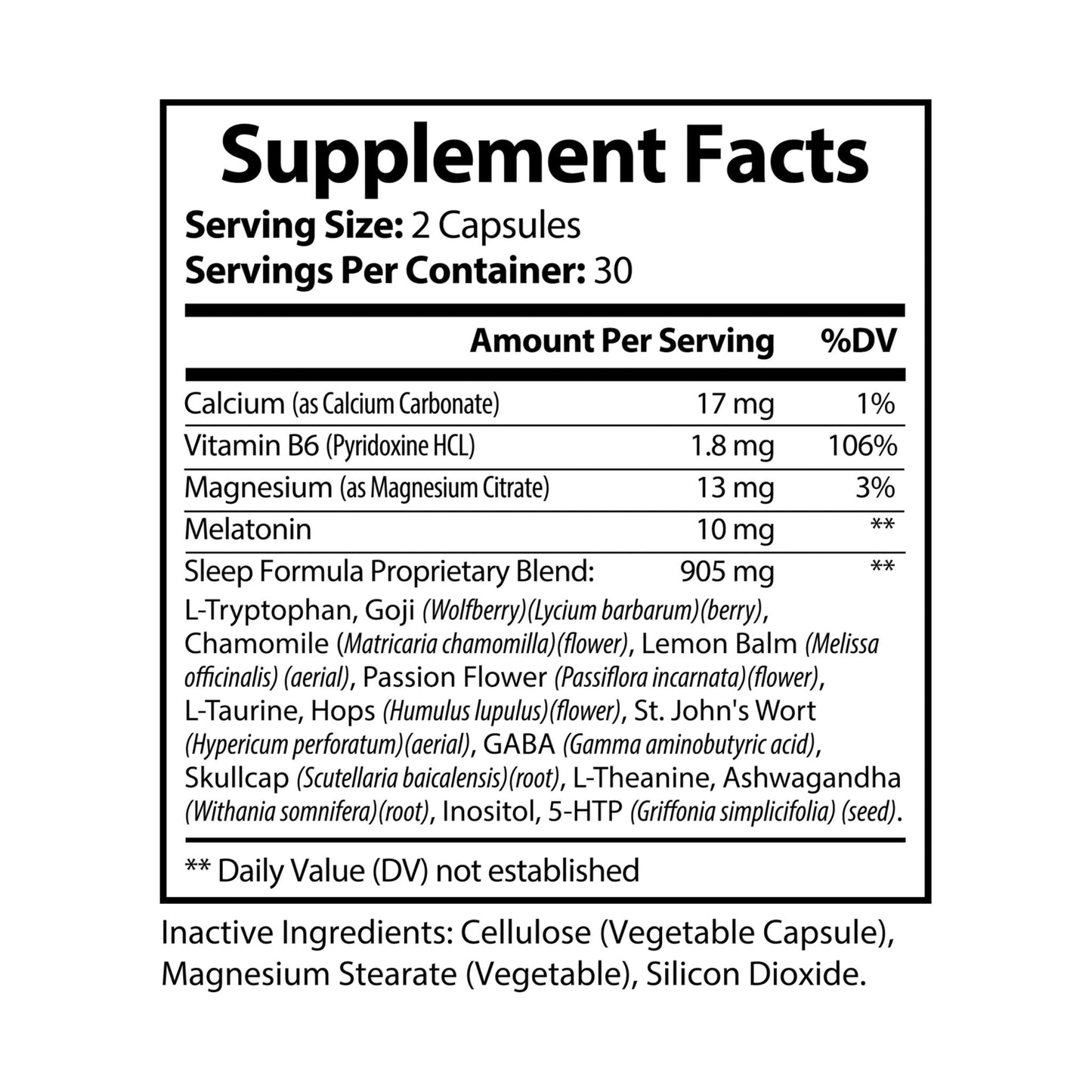HBS, Sleep Supplement (60 Vegetable Capsules)